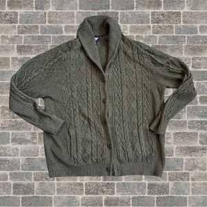 Land’s End Men's Cotton Blend Cable Shawl Cardigan Sweater